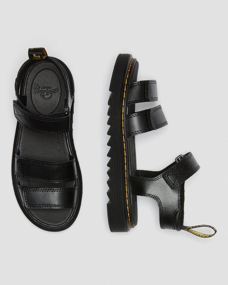 Dr Martens Junior Klaire Leren Riemen Sandalen Kinderen Zwart | NL 107PJJ